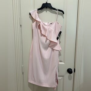 Gianni Bini Baby Pink One-Shoulder Ruffle Dress